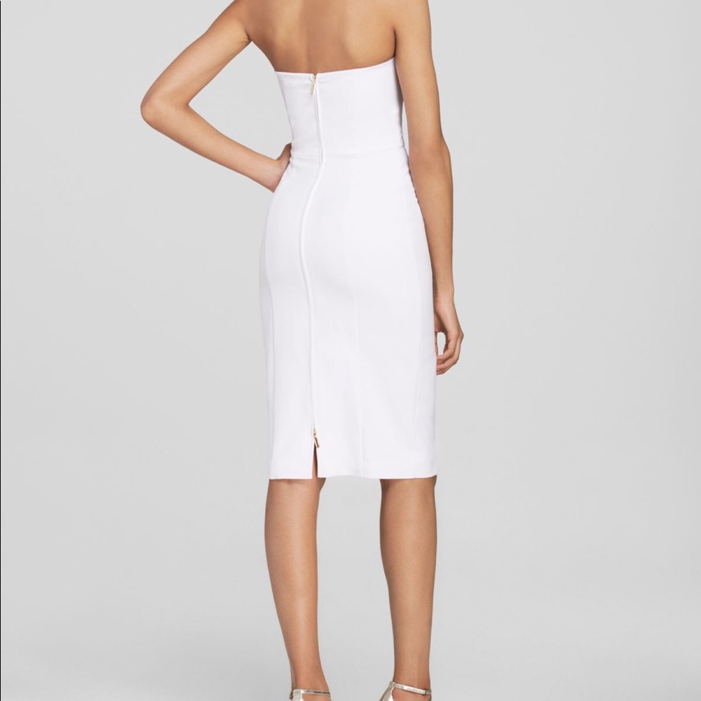 Black halo strapless cocktail dress